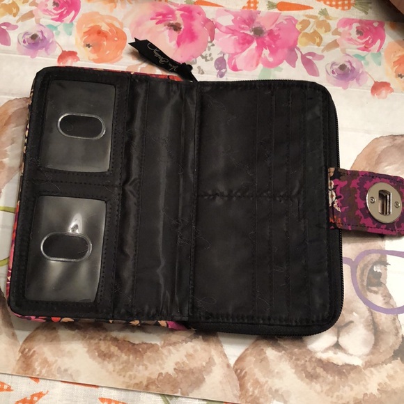 Vera Bradley Rosewood print turn lock wallet - Picture 2 of 4